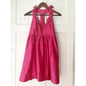 Pink Crepe Halter Dress with Bow Details
